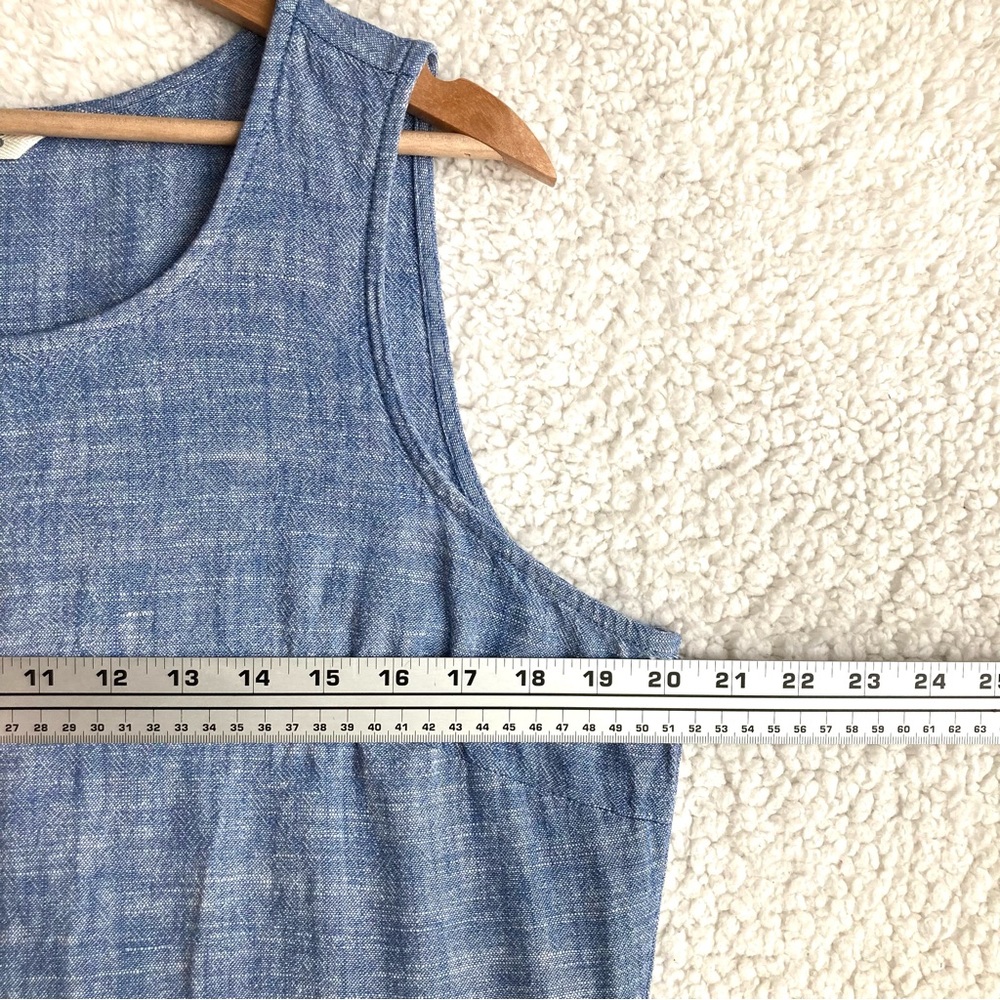 Briggs Women's sleeveless blue linen tiered ruffle dress, Sz L - Picture 7 of 15